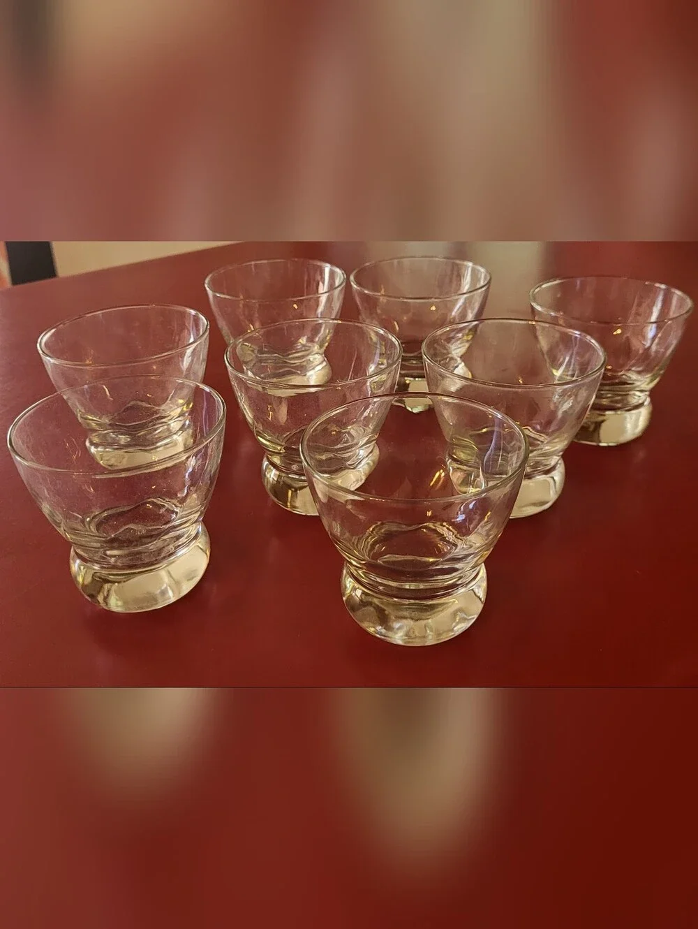 8 Vintage Bubble Bottom Clear Cordial Cocktail Shot Glasses 1960s 1970s